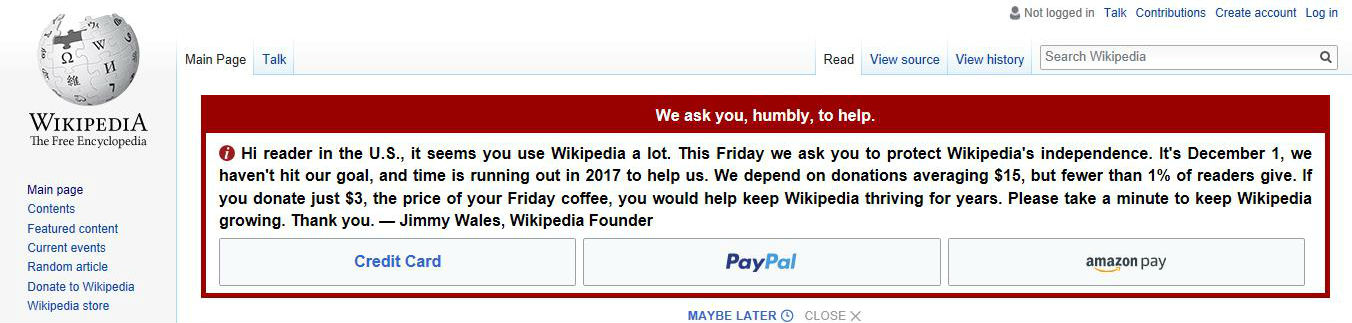 Wikipedia Donation Request
